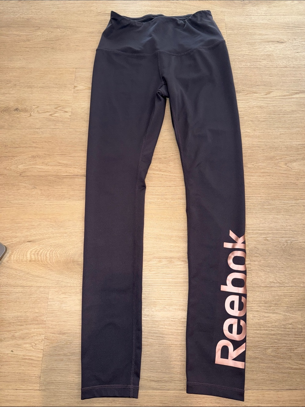 Reebok Black High-Waist Jeggings with Pink Logo